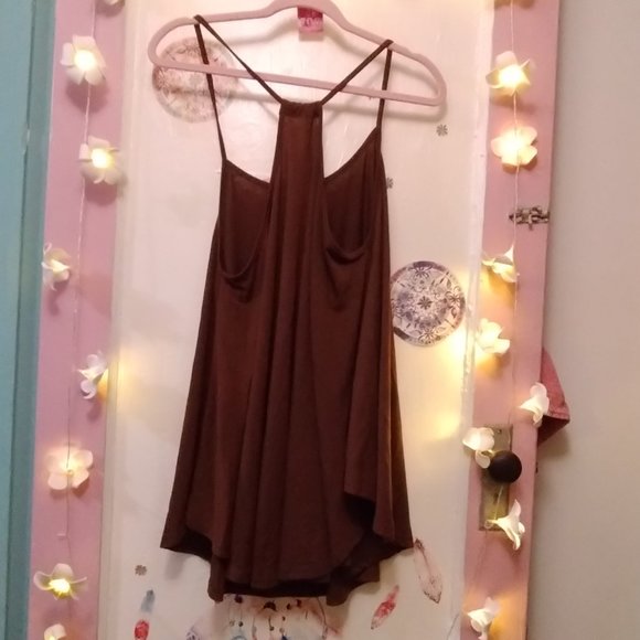 Brown Flowy Racerback Tank - Picture 3 of 6